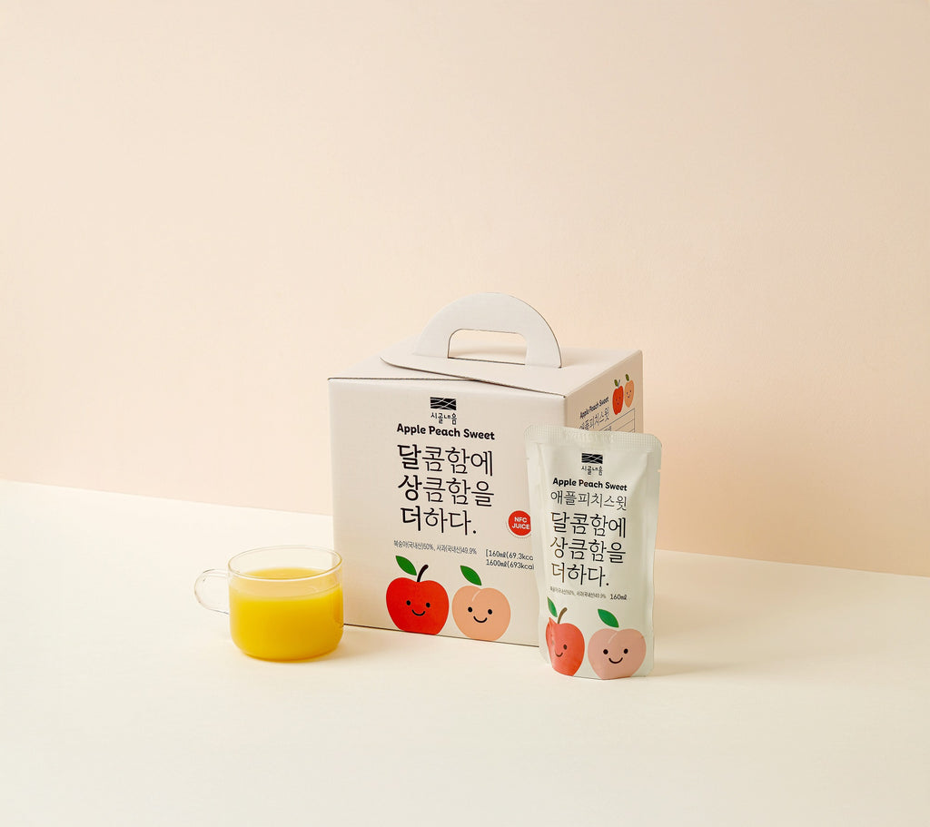 SIGOL NEUM Fresh Apple Peach Sweet Juice - Premium Korean 100% NFC Apple Peach Sweet Juice , 10PCS