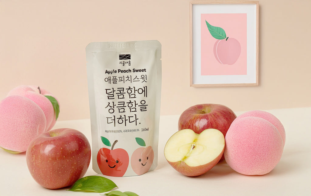 SIGOL NEUM Fresh Apple Peach Sweet Juice - Premium Korean 100% NFC Apple Peach Sweet Juice , 10PCS